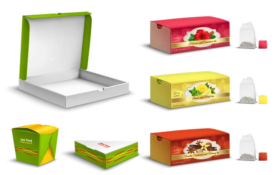 Esempi illustrativi di confezioni di prodotto